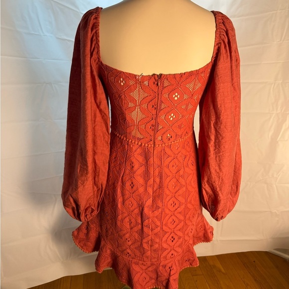 Angel Biba Orange Fit and Flare Dress with Sweetheart Neckline - Picture 2 of 7